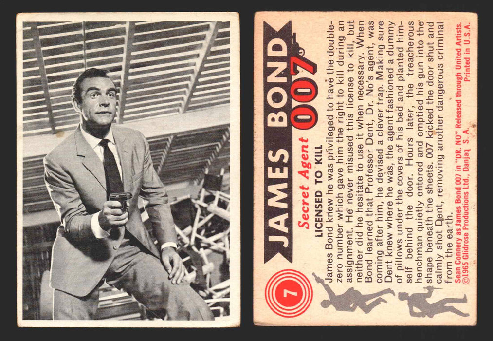 1965 James Bond 007 Glidrose Vintage Trading Cards You Pick Singles #1-66 7   Licensed To Kill  - TvMovieCards.com