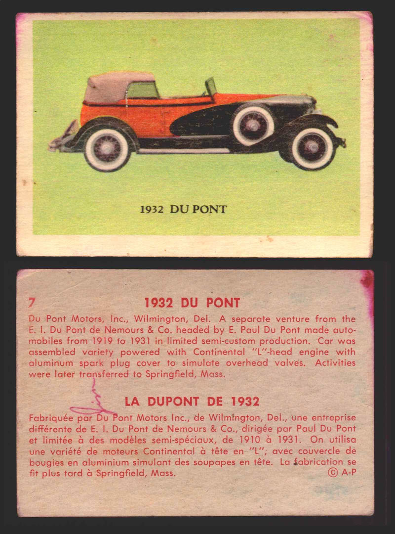 1959 Parkhurst Old Time Cars Vintage Trading Card You Pick Singles #1-64 V339-16 7	1932 Du Pont  - TvMovieCards.com