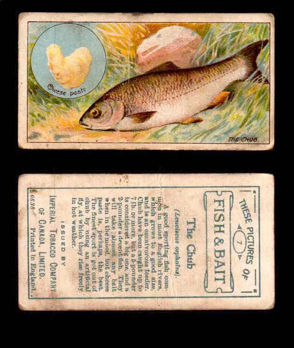 1910 Fish and Bait Imperial Tobacco Vintage Trading Cards You Pick Singles #1-50 #7 The Chub  - TvMovieCards.com