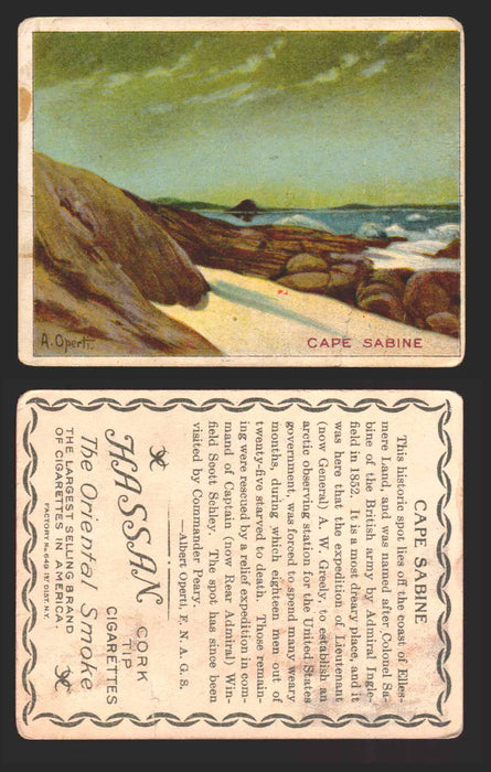 1910 T30 Hassan Tobacco Cigarettes Artic Scenes Vintage Trading Cards Singles #7 Cape Sabine  - TvMovieCards.com