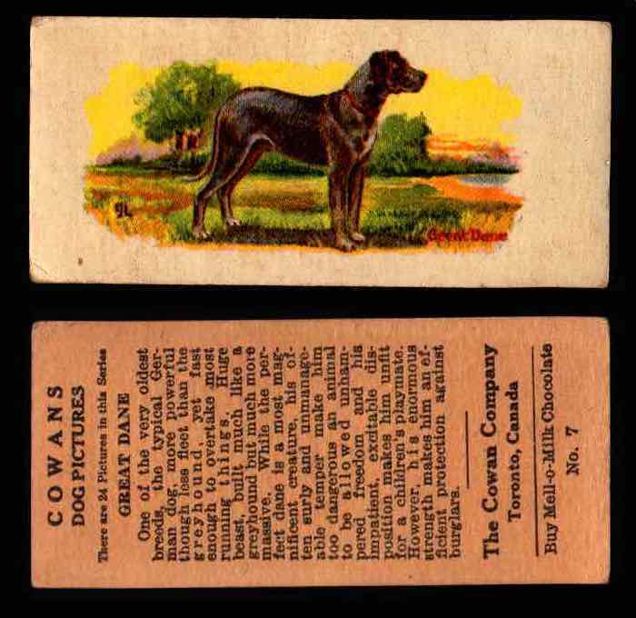 1929 V13 Cowans Dog Pictures Vintage Trading Cards You Pick Singles #1-24 #7 Great Dane  - TvMovieCards.com