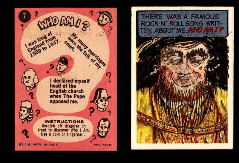 1967 Who Am I? Topps Vintage Trading Cards You Pick Singles #1-44 # 7   Henry VIII Coated  - TvMovieCards.com