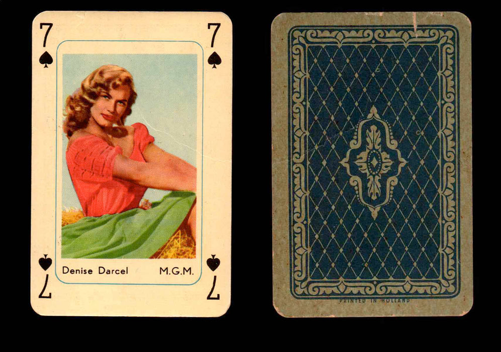 Vintage Hollywood Movie Stars Playing Cards You Pick Singles 7 - Spade - Denise Darcel  - TvMovieCards.com
