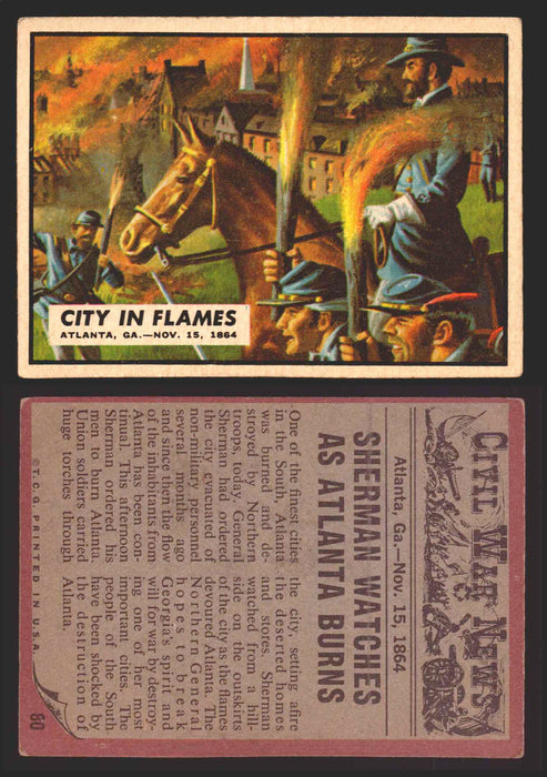1962 Civil War News Topps TCG Trading Card You Pick Single Cards #1 - 88 80   City in Flames  - TvMovieCards.com