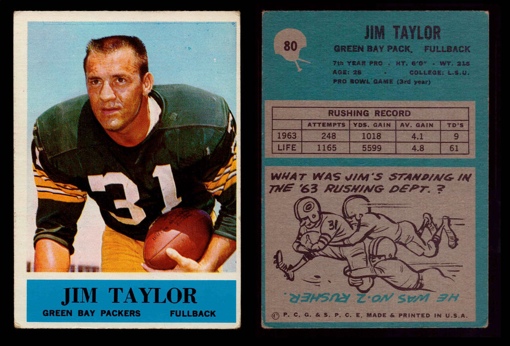 1964 Philadelphia Football Trading Card You Pick Singles #1-#198 VG/EX #80 Jim Taylor (HOF)  - TvMovieCards.com