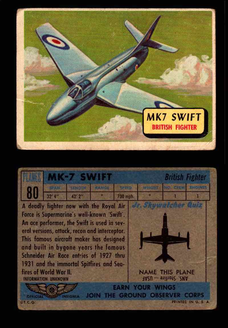 1957 Planes Series II Topps Vintage Card You Pick Singles #61-120 #80  - TvMovieCards.com