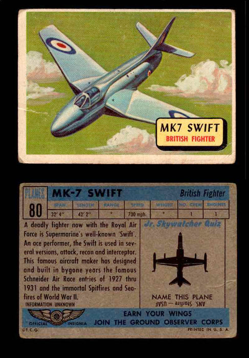 1957 Planes Series II Topps Vintage Card You Pick Singles #61-120 #80  - TvMovieCards.com