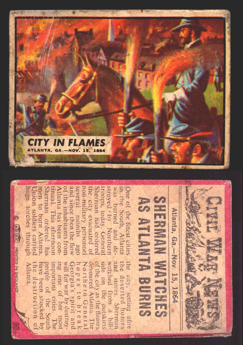 Civil War News Vintage Trading Cards A&BC Gum You Pick Singles #1-88 1965 80   City in Flame  - TvMovieCards.com