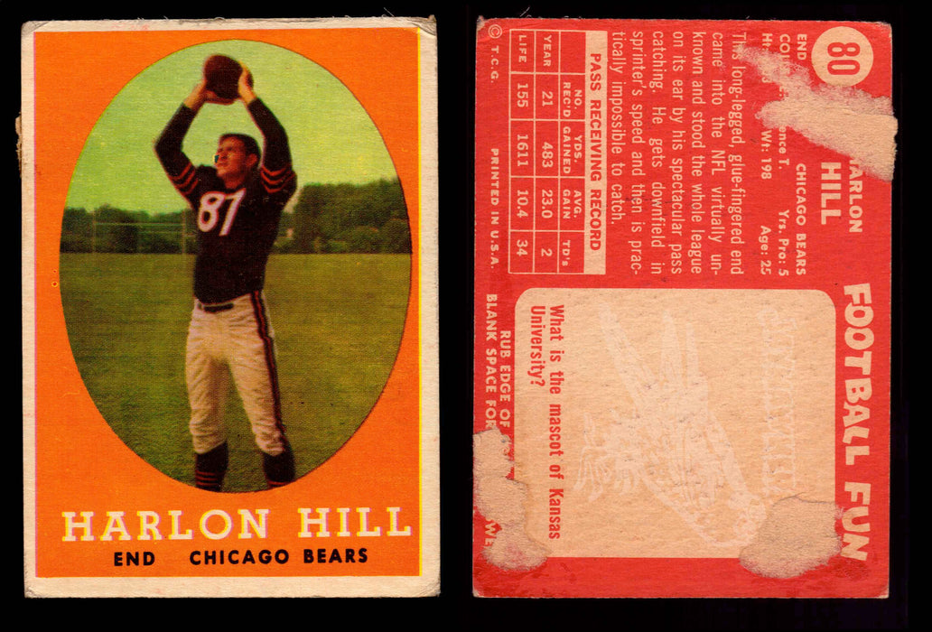 1958 Topps Football Trading Card You Pick Singles #1-#132 VG/EX #	80	Harlon Hill  - TvMovieCards.com