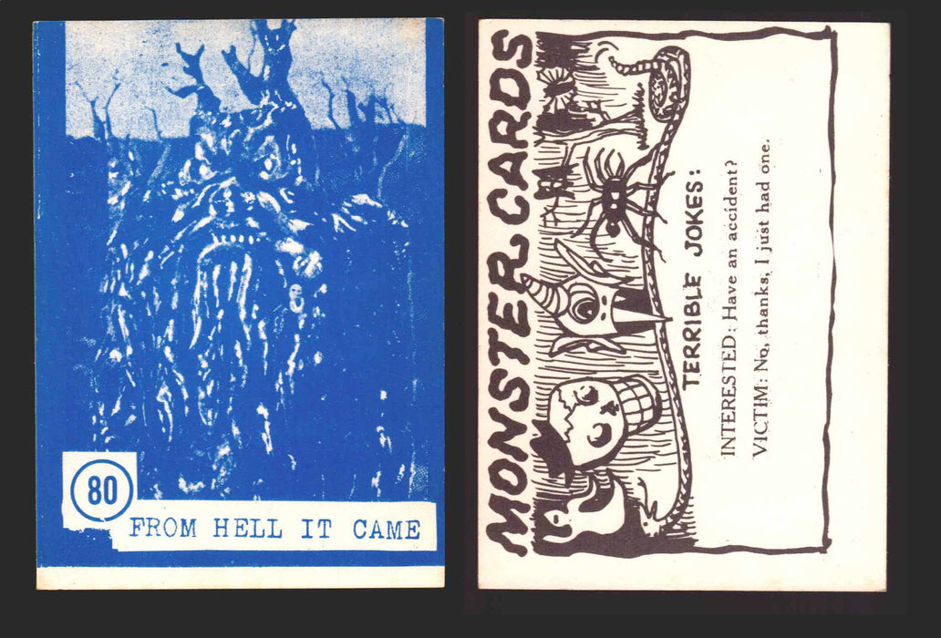 1965 Blue Monster Cards Vintage Trading Cards You Pick Singles #1-84 Rosen 80   From Hell It Came  - TvMovieCards.com