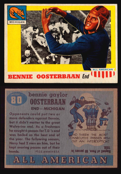 1955 Topps All American Football Trading Card You Pick Singles #1-#100 VG/EX #	80	Bennie Oosterbaan  - TvMovieCards.com