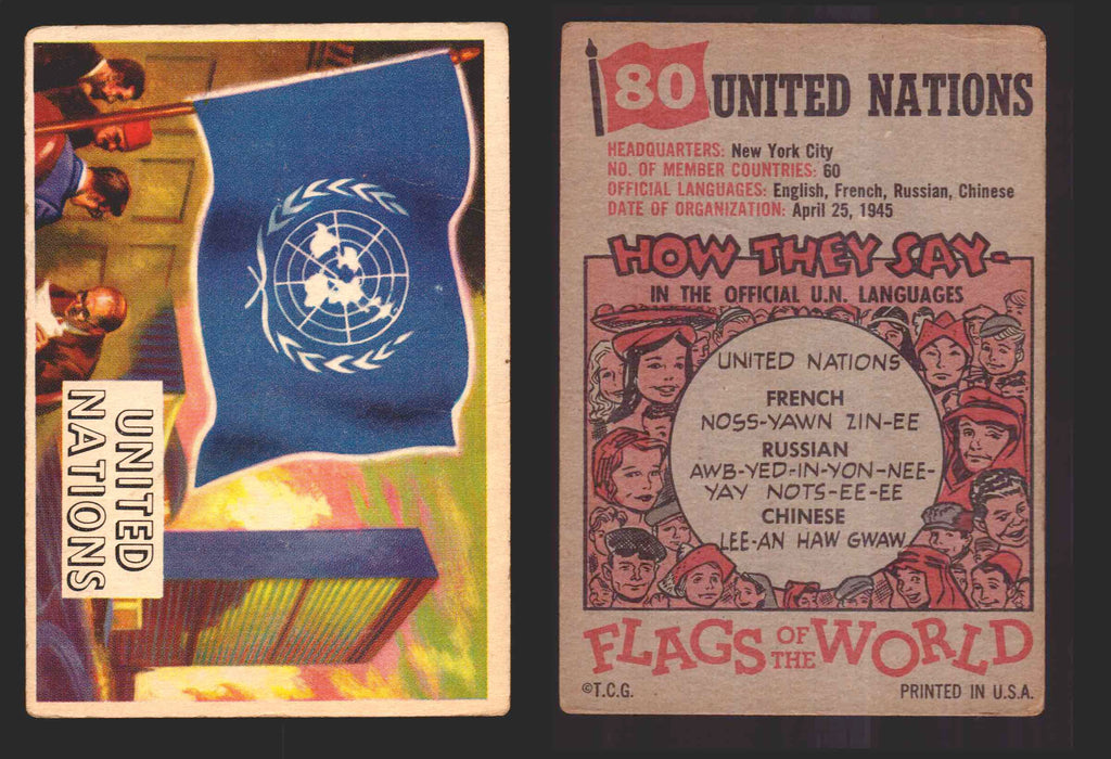 1956 Flags of the World Vintage Trading Cards You Pick Singles #1-#80 Topps 80	United Nations  - TvMovieCards.com