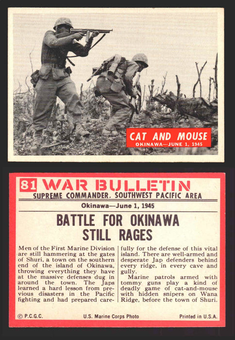 1965 War Bulletin Philadelphia Gum Vintage Trading Cards You Pick Singles #1-88 81   Cat And Mouse  - TvMovieCards.com