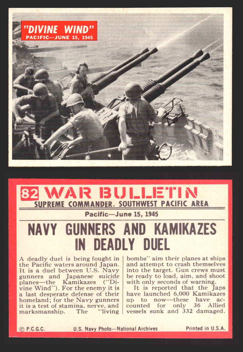 1965 War Bulletin Philadelphia Gum Vintage Trading Cards You Pick Singles #1-88 82   Divine Wind  - TvMovieCards.com