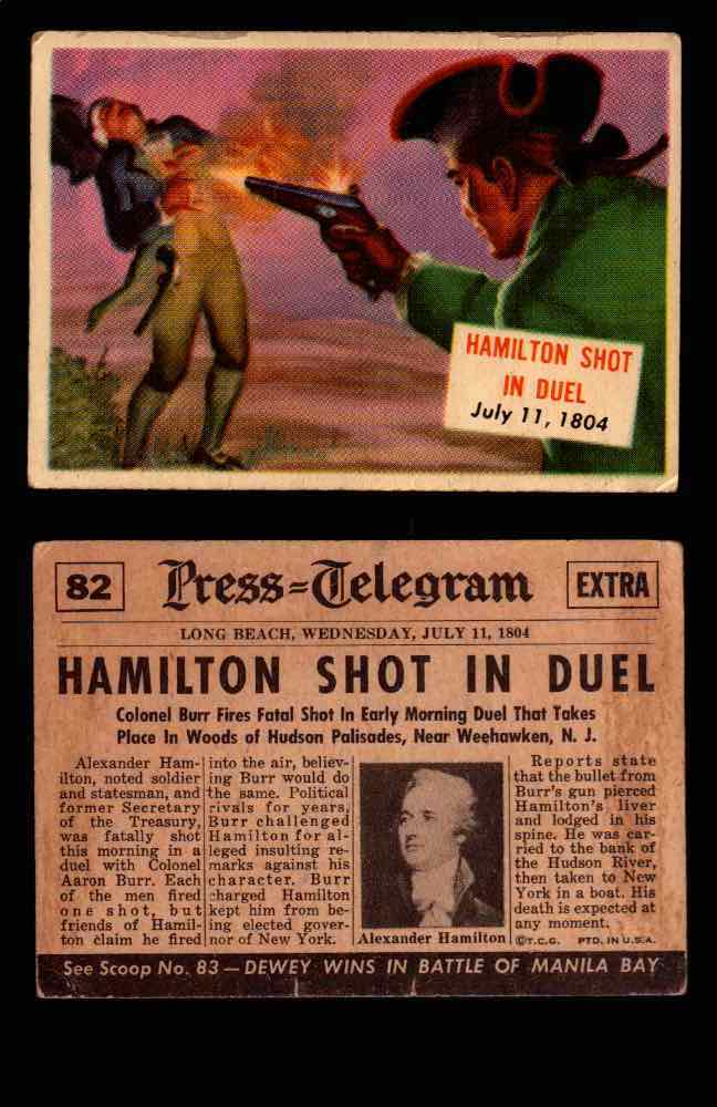 1954 Scoop Newspaper Series 2 Topps Vintage Trading Cards U Pick Singles #78-156 82   Hamilton Shot in Duel  - TvMovieCards.com