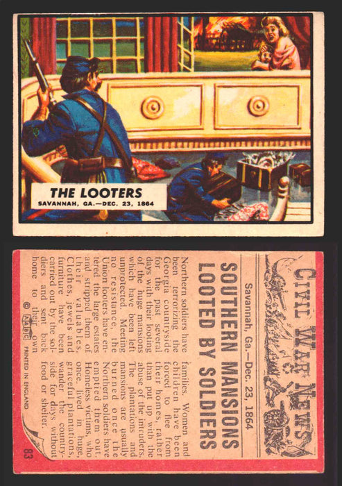 Civil War News Vintage Trading Cards A&BC Gum You Pick Singles #1-88 1965 83   The Looters  - TvMovieCards.com