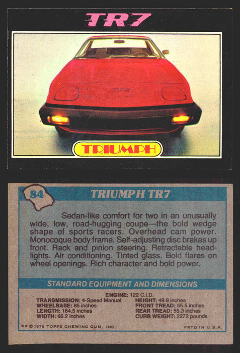 1976 Autos of 1977 Vintage Trading Cards You Pick Singles #1-99 Topps 84   Triumph  TR7  - TvMovieCards.com