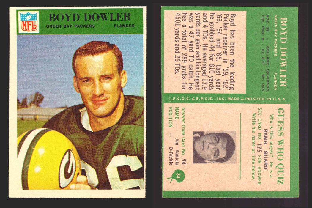 1966 Philadelphia Football NFL Trading Card You Pick Singles #1-#99 VG/EX 84 Boyd Dowler - Green Bay Packers  - TvMovieCards.com