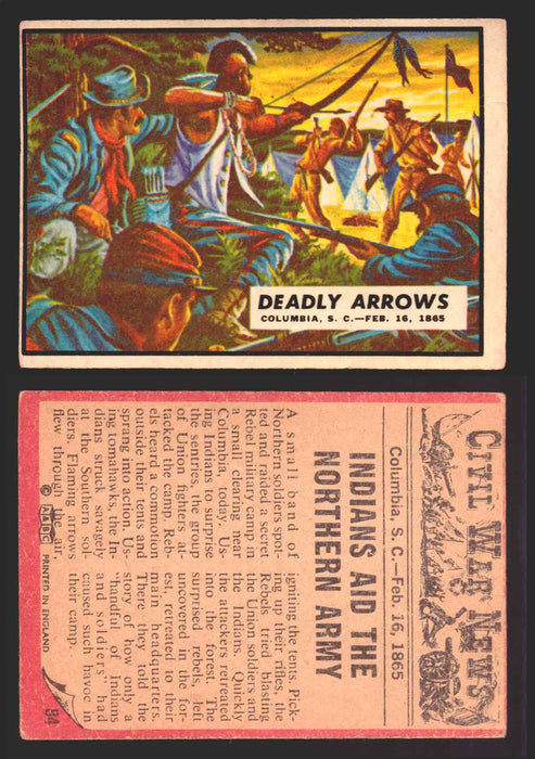 Civil War News Vintage Trading Cards A&BC Gum You Pick Singles #1-88 1965 84   Deadly Arrows  - TvMovieCards.com
