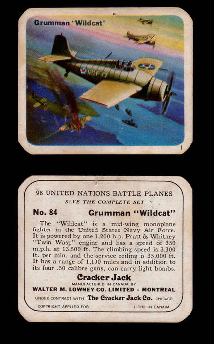 Cracker Jack United Nations Battle Planes Vintage You Pick Single Cards #71-147 #84  - TvMovieCards.com