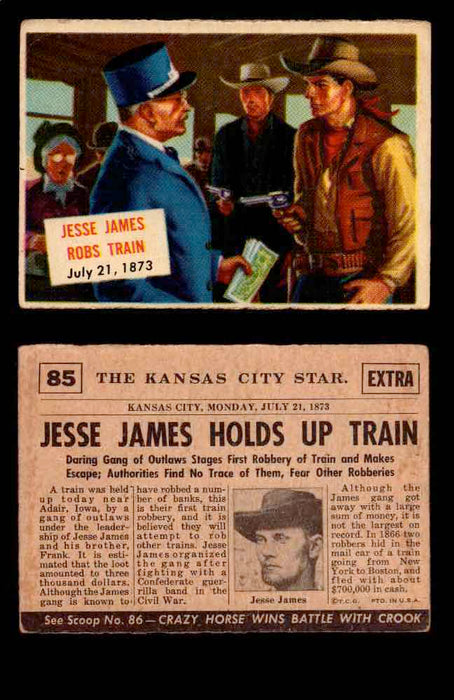 1954 Scoop Newspaper Series 2 Topps Vintage Trading Cards U Pick Singles #78-156 85   Jesse James Robs Train  - TvMovieCards.com