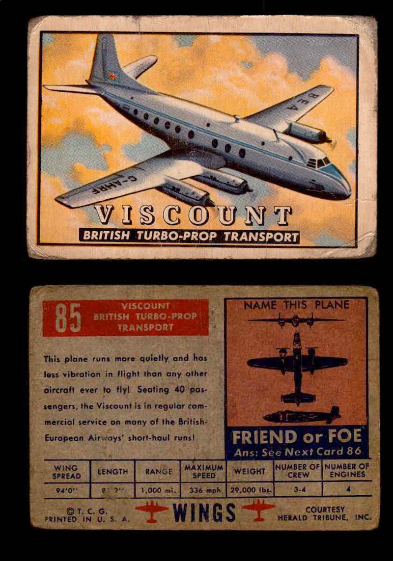 1952 Wings Topps TCG Vintage Trading Cards You Pick Singles #1-100 #85  - TvMovieCards.com