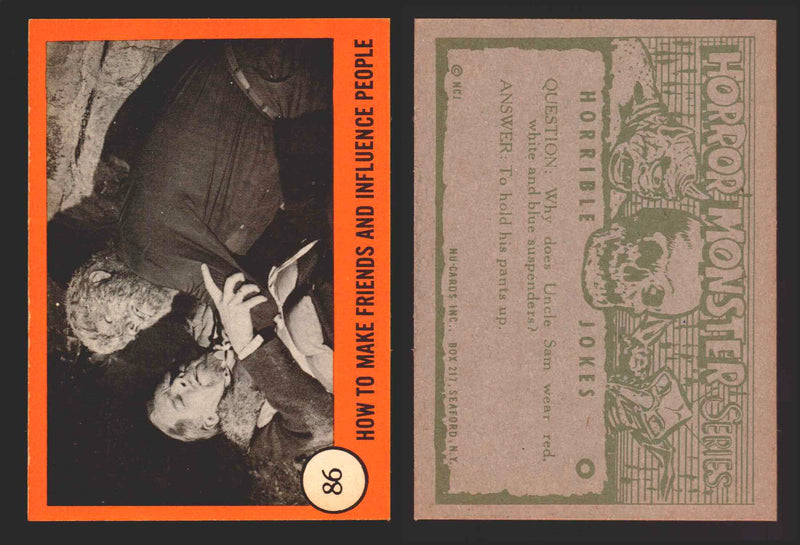 1961 Horror Monsters Series 2 Orange You Pick Trading Card Singles 67-146 NuCard #	 86   How to Makes Friends and Influence People  - TvMovieCards.com