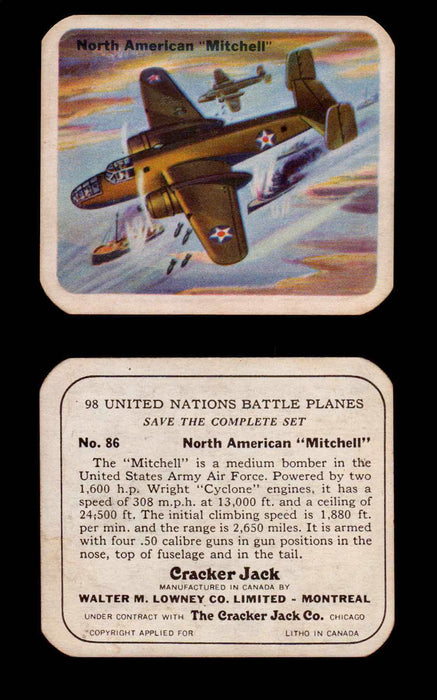 Cracker Jack United Nations Battle Planes Vintage You Pick Single Cards #71-147 #86  - TvMovieCards.com