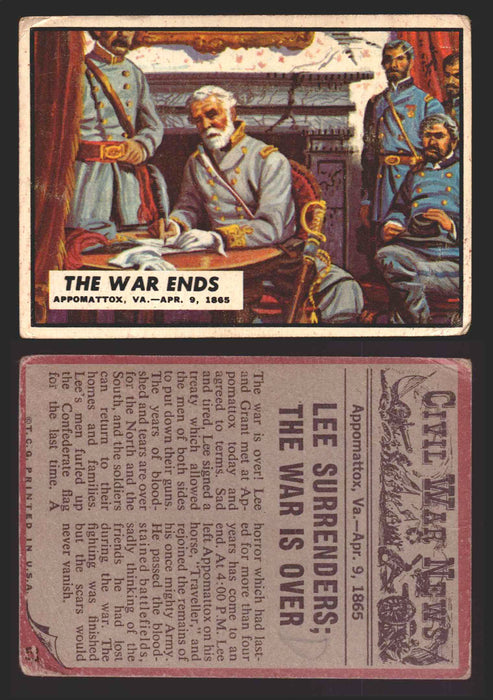 1962 Civil War News Topps TCG Trading Card You Pick Single Cards #1 - 88 87   The War Ends  - TvMovieCards.com