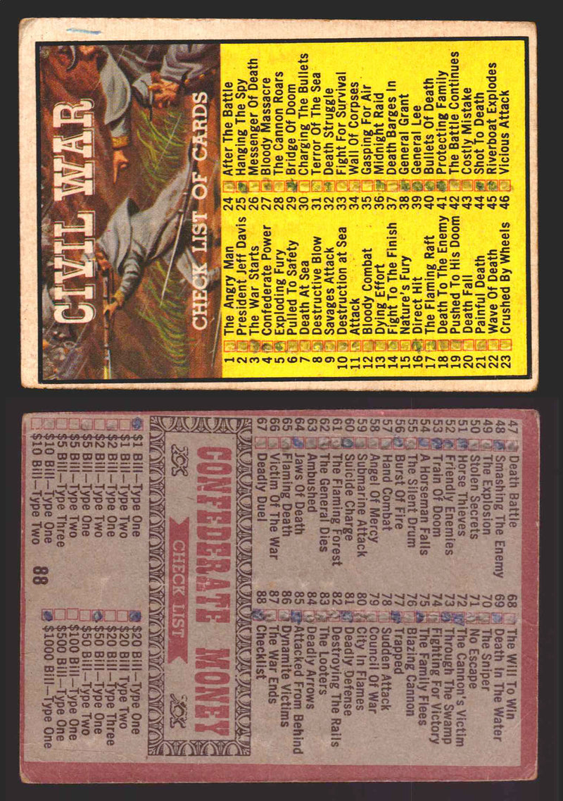 1962 Civil War News Topps TCG Trading Card You Pick Single Cards #1 - 88 88   Check List of Cards  - TvMovieCards.com