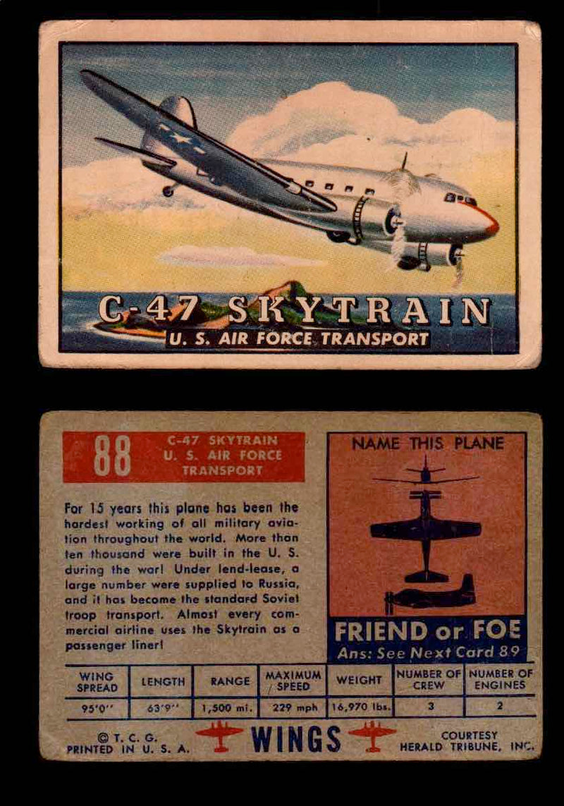 1952 Wings Topps TCG Vintage Trading Cards You Pick Singles #1-100 #88  - TvMovieCards.com