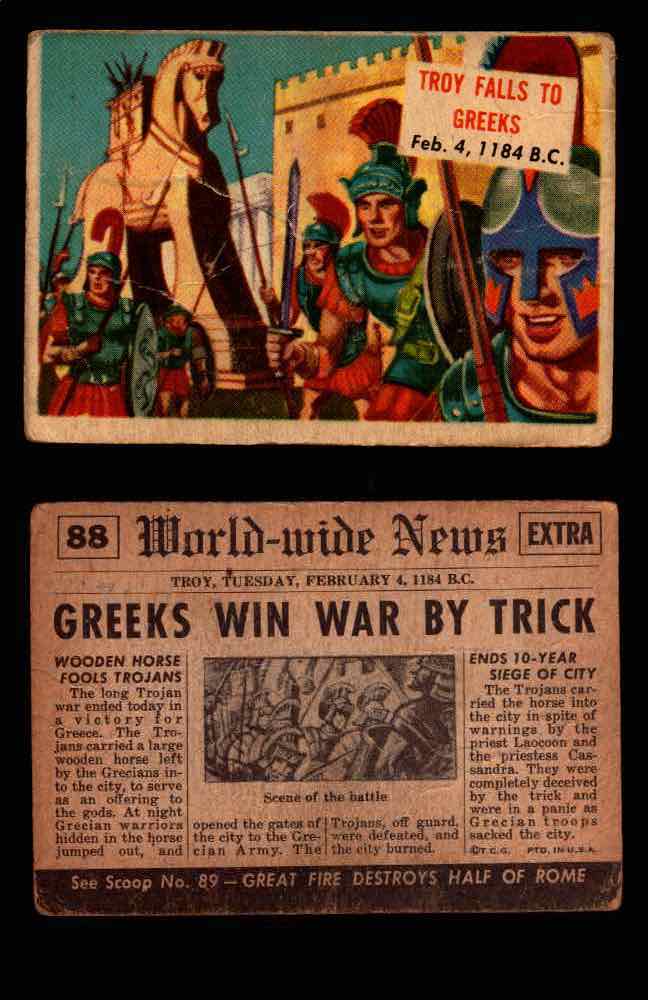 1954 Scoop Newspaper Series 2 Topps Vintage Trading Cards U Pick Singles #78-156 88   Troy Falls to Greeks  - TvMovieCards.com
