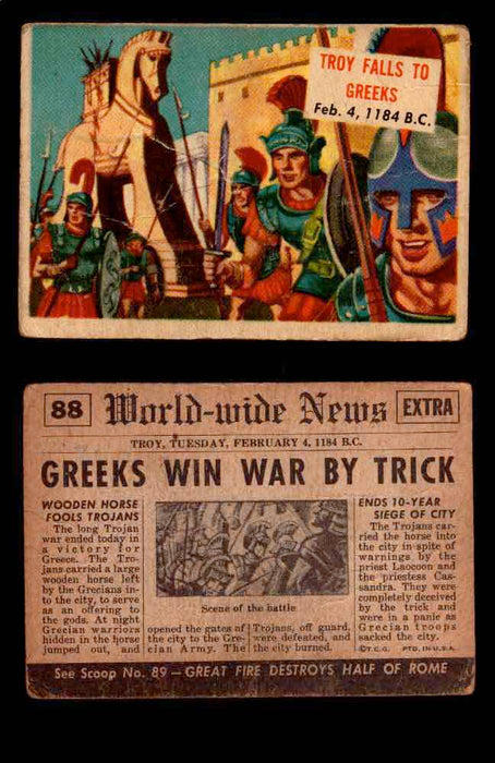1954 Scoop Newspaper Series 2 Topps Vintage Trading Cards U Pick Singles #78-156 88   Troy Falls to Greeks  - TvMovieCards.com