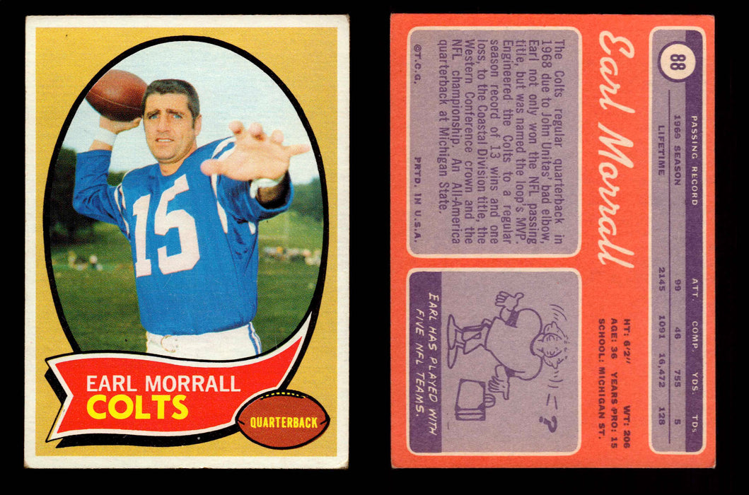 1970 Topps Football Trading Card You Pick Singles #1-#263 G/VG/EX #	88	Earl Morrall  - TvMovieCards.com