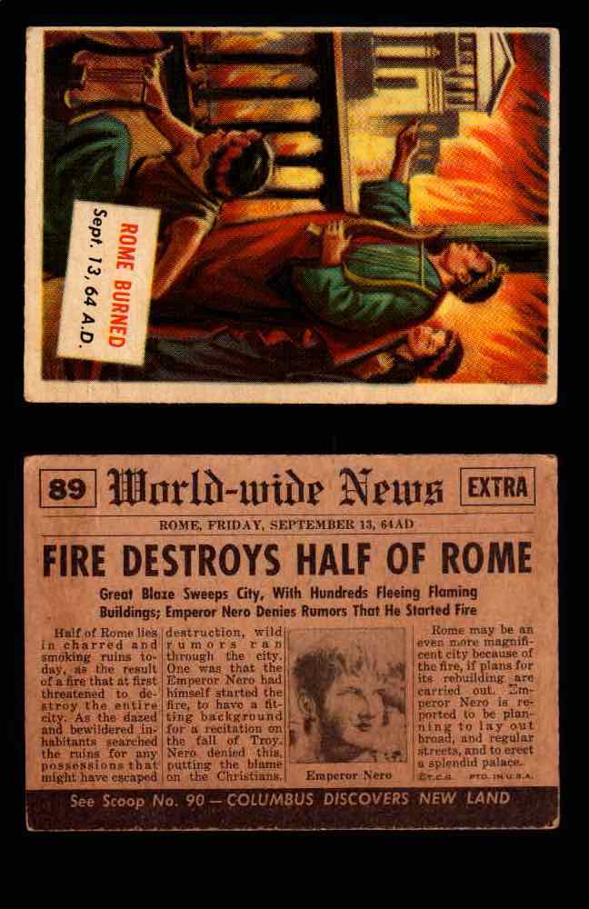 1954 Scoop Newspaper Series 2 Topps Vintage Trading Cards U Pick Singles #78-156 89   Rome Burned  - TvMovieCards.com