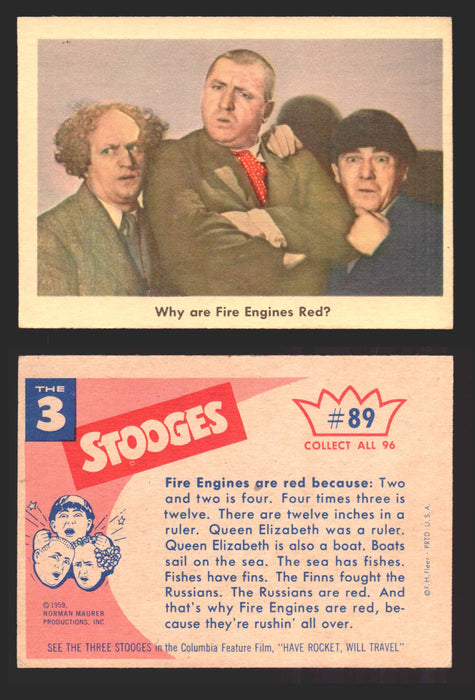 1959 Three 3 Stooges Fleer Vintage Trading Cards You Pick Singles #1-96 #89  - TvMovieCards.com