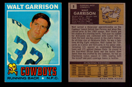1971 Topps Football Trading Card You Pick Singles #1-#263 G/VG/EX #	8	Walt Garrison  - TvMovieCards.com