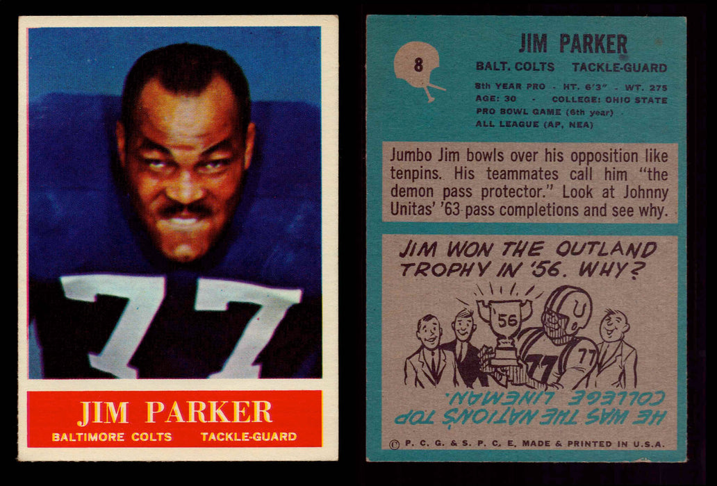 1964 Philadelphia Football Trading Card You Pick Singles #1-#198 VG/EX #8 Jim Parker (HOF)  - TvMovieCards.com