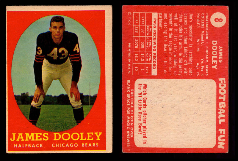 1958 Topps Football Trading Card You Pick Singles #1-#132 VG/EX #	8	James Dooley  - TvMovieCards.com