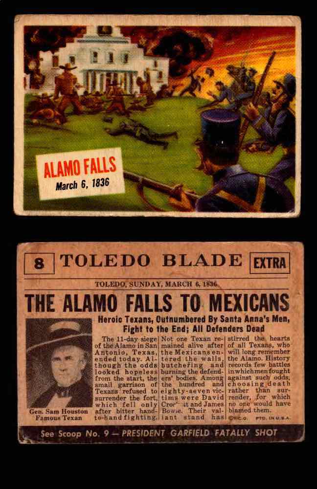 1954 Scoop Newspaper Series 1 Topps Vintage Trading Cards You Pick Singles #1-78 8   Alamo Falls  - TvMovieCards.com