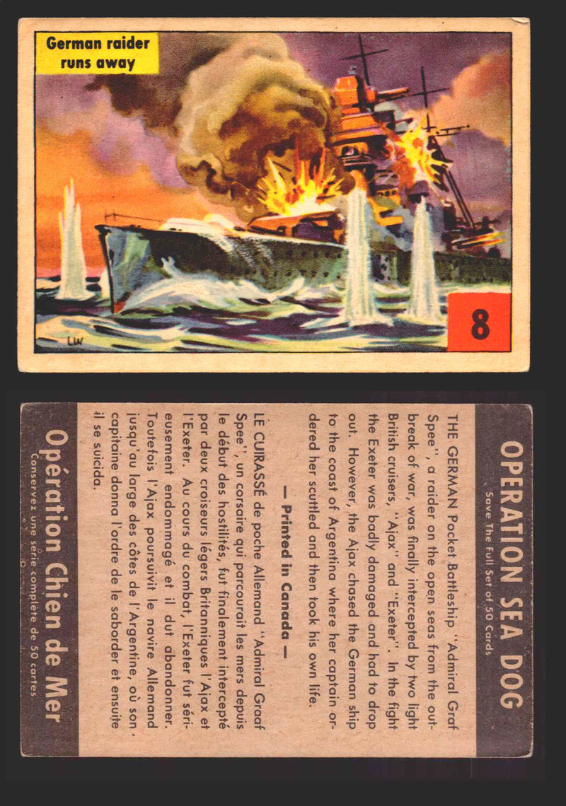 1954 Parkhurst Operation Sea Dogs You Pick Single Trading Cards #1-50 V339-9 8 German Raider Runs Away  - TvMovieCards.com