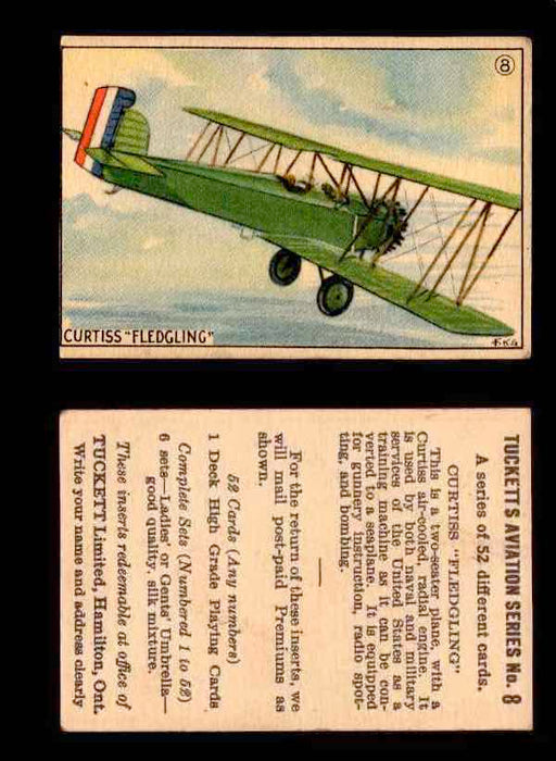 1929 Tucketts Aviation Series 1 Vintage Trading Cards You Pick Singles #1-52 #8 Curtiss "Fledgling"  - TvMovieCards.com