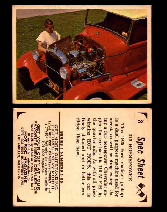 1965 Donruss Spec Sheet Vintage Hot Rods Trading Cards You Pick Singles #1-66 #8  - TvMovieCards.com