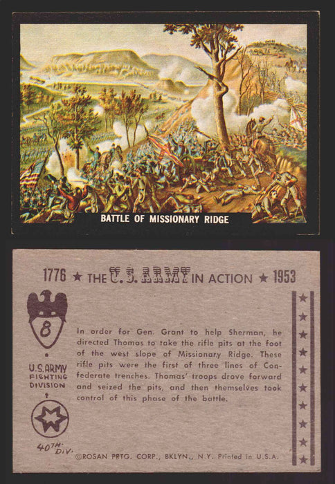 1961 The U.S. Army in Action 1776-1953 Trading Cards You Pick Singles #1-64 8   Battle of Missionary Ridge  - TvMovieCards.com