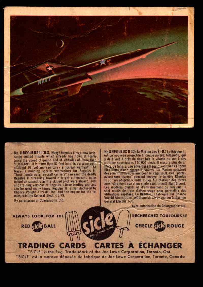 1959 Sicle Aircraft & Missile Canadian Vintage Trading Card U Pick Singles #1-25 #8 Regulus II  - TvMovieCards.com