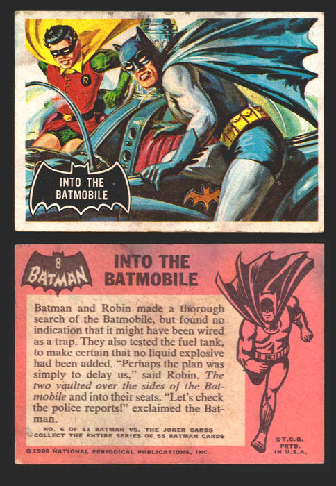 1966 Batman (Black Bat) Vintage Trading Card You Pick Singles #1-55 #	  8   Into the Batmobile  - TvMovieCards.com