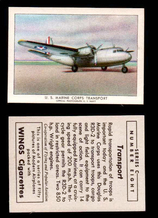 1942 Modern American Airplanes Series C Vintage Trading Cards Pick Singles #1-50 8	 	U.S. Marine Corps Transport  - TvMovieCards.com