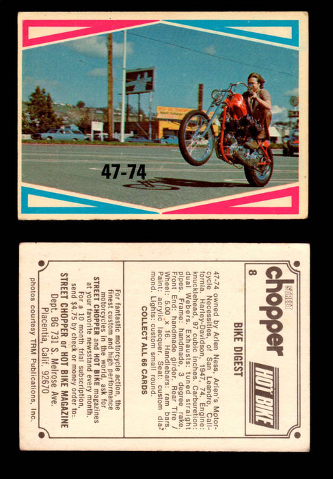 1972 Donruss Choppers & Hot Bikes Vintage Trading Card You Pick Singles #1-66 # 8   47-74  - TvMovieCards.com