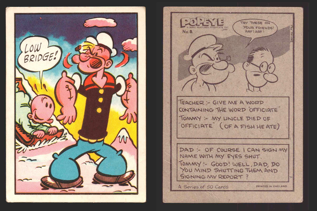 1959 Popeye Chix Confectionery Vintage Trading Card You Pick Singles #1-50 8   Low bridge!  - TvMovieCards.com
