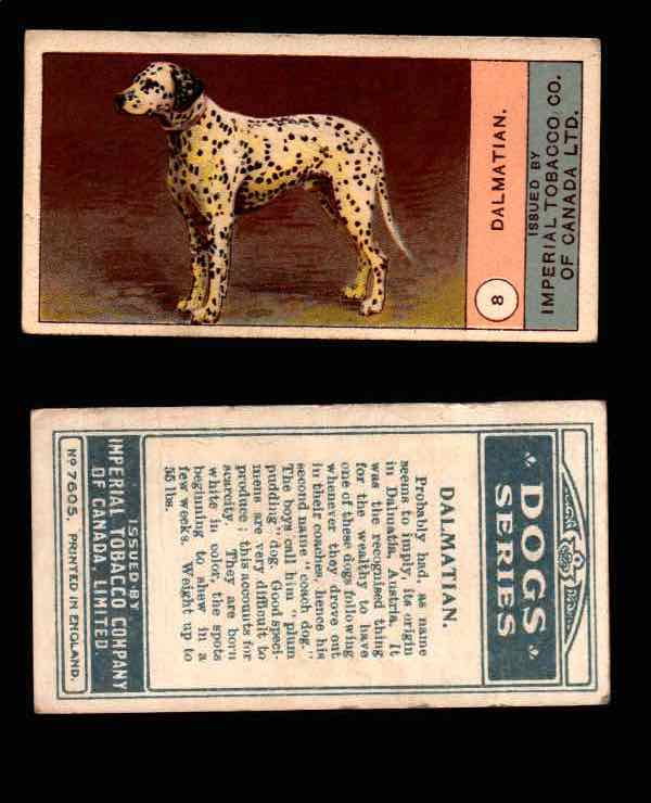 1924 Dogs Series Imperial Tobacco Vintage Trading Cards U Pick Singles #1-24 #8 Dalmatian  - TvMovieCards.com